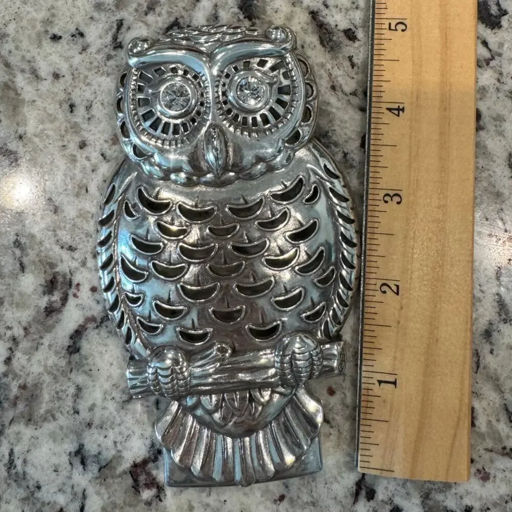 Brighton‎ Owl Night Light Silver Plated Replacement Nightlight Front MCM Boho 5
